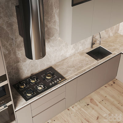 Modern EB Kitchen Cabinets Beige Wooden Cabinets Kitchen Storage System
