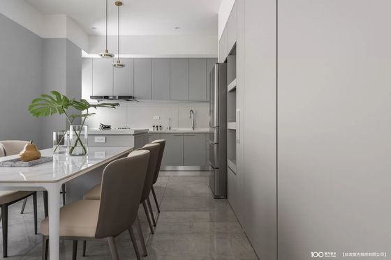L Shaped Modern Gray Kitchen Cabinets Customized EB Kitchen Set