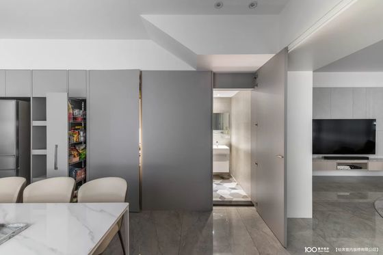 L Shaped Modern Gray Kitchen Cabinets Customized EB Kitchen Set