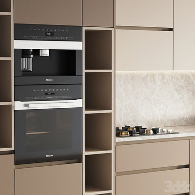 Beige Modern Contemporary EB Board Kitchen Cabinet With Sleek Design Customized