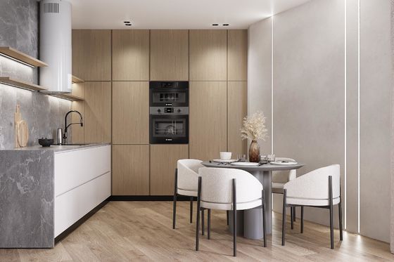 Custom Modern Wood Kitchen Cabinets Bespoke L Shaped Kitchen System