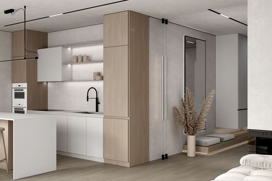 Classic White Kitchen Cabinet System Customized With Dinning Island