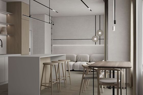 Classic White Kitchen Cabinet System Customized With Dinning Island