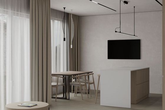Classic White Kitchen Cabinet System Customized With Dinning Island