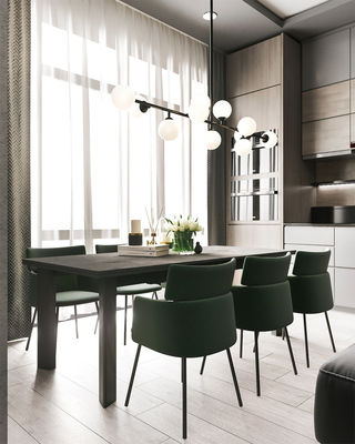 Classic Transitional PET Kitchen Cabinets Fitted Gray Kitchen Set Customized