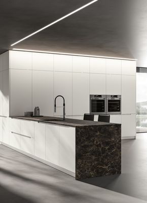 L shaped PET Kitchen Cabinets Customized White Modern Kitchen Cabinet