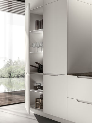 L shaped PET Kitchen Cabinets Customized White Modern Kitchen Cabinet