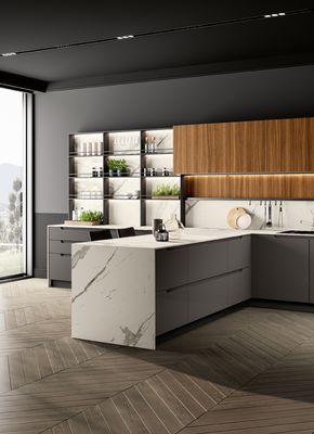 L Shaped Lacquer Kitchen Cabinet Tailored Custom Modern Kitchen Cabinets