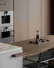 Customized Lacquer Kitchen Cabinet Modern Style Wood Veneer Kitchen Cabinet