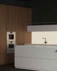 Customized Lacquer Kitchen Cabinet Modern Style Wood Veneer Kitchen Cabinet