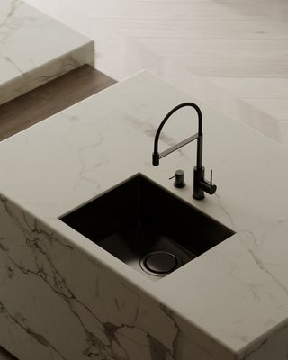 Customized White And Black Kitchen Cabinets Bar Table Modern Kitchen Set