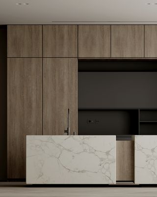 Customized White And Black Kitchen Cabinets Bar Table Modern Kitchen Set