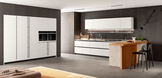 Customized White Lacquer Kitchen Cabinets Modern Kitchen System L Shaped