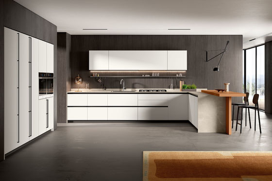 Customized White Lacquer Kitchen Cabinets Modern Kitchen System L Shaped