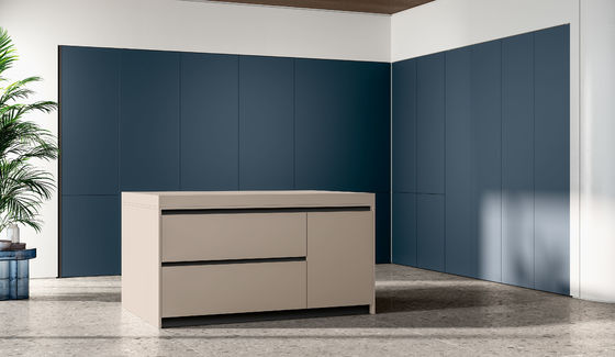 Blue UV Kitchen Cabinet Customized Modern UV Kitchen System L Shaped