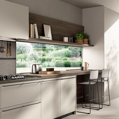 Innovative Modern EB Board Kitchen Cabinet Tailored With Glass Door Showcase