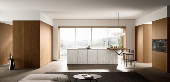 Wood Classic White Kitchen Cabinets Customized Kitchen Furniture With Dinning Table