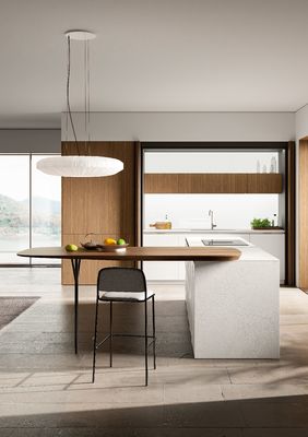 Wood Classic White Kitchen Cabinets Customized Kitchen Furniture With Dinning Table