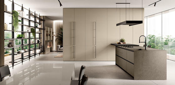 Minimalist UV Kitchen Cabinet Classic Style Customized With Bar Table