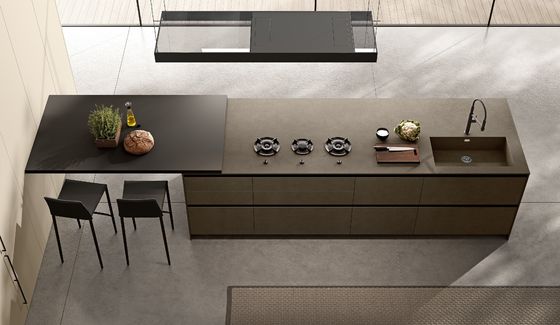 Minimalist UV Kitchen Cabinet Classic Style Customized With Bar Table