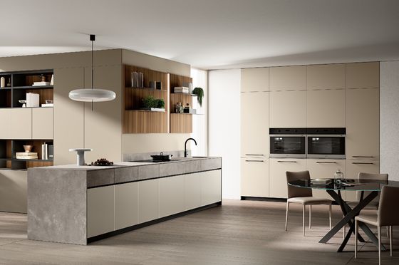 Customized Luxury Modern Beige Color Kitchen Cabinets Whole Kitchen Design
