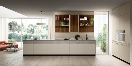 Customized Luxury Modern Beige Color Kitchen Cabinets Whole Kitchen Design