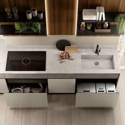 Customized Luxury Modern Beige Color Kitchen Cabinets Whole Kitchen Design