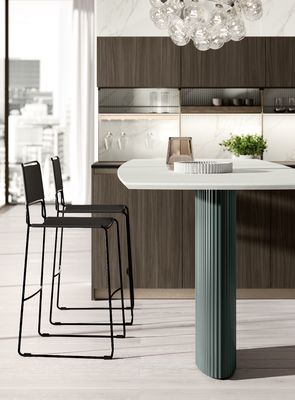 Classic Sleek Design Wood Veneer Kitchen Cabinet Tailored Customized Color