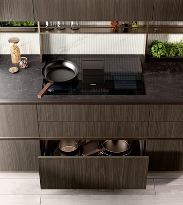 Classic Sleek Design Wood Veneer Kitchen Cabinet Tailored Customized Color