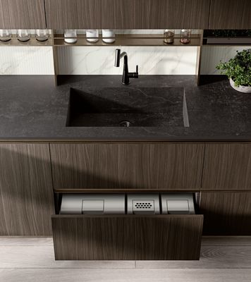 Classic Sleek Design Wood Veneer Kitchen Cabinet Tailored Customized Color