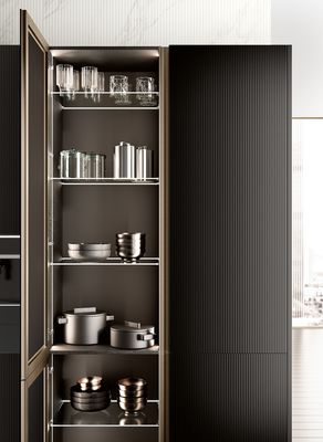 Classic Sleek Design Wood Veneer Kitchen Cabinet Tailored Customized Color