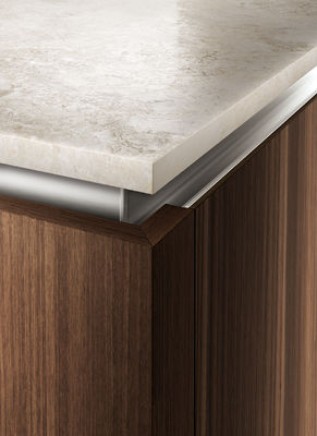 Tailored UV Kitchen Cabinet Wood Veneer Custom Kitchen Cabinets With Glass Showcase