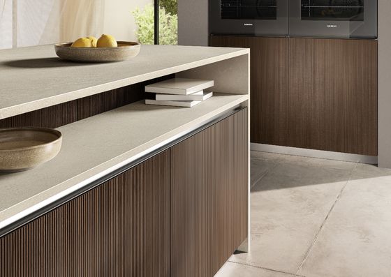 Tailored Green PET Kitchen Cabinets With Wood Grain Storage Cabinet