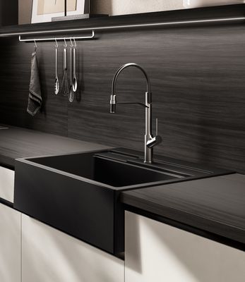Customized EGGER Kitchen Cabinet Modern White And Black Cabinets