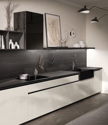 Customized EGGER Kitchen Cabinet Modern White And Black Cabinets