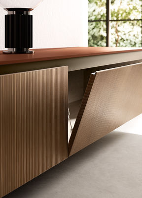 Brown Red Melamine Kitchen Cabinet Fitted Custom Modern Kitchen Cabinets
