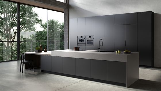 Black Melamine Kitchen Cabinets Tailored Kitchen Cabinet With Island Table