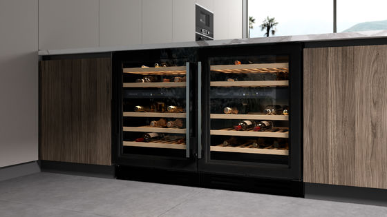 White Modern Classic Wood Kitchen Cabinets Tailored With Island Table Wine Storage