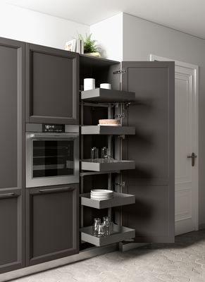 L Shaped Melamine Kitchen Cabinet Modern Dark Grey Kitchen Cabinets Customized
