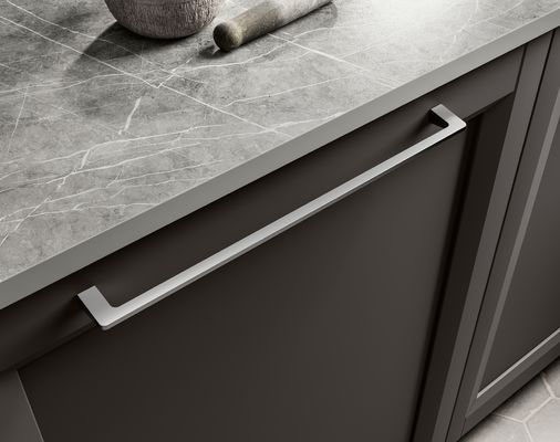 L Shaped Melamine Kitchen Cabinet Modern Dark Grey Kitchen Cabinets Customized