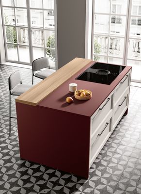 Modern Stylish Melamine Kitchen Cabinets Red And White Customized