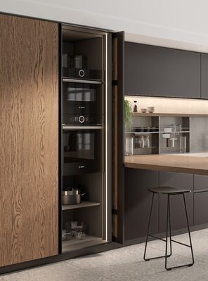 T Shaped Classic Wood Kitchen Cabinets Tailored Kitchen Set With Dining Bar