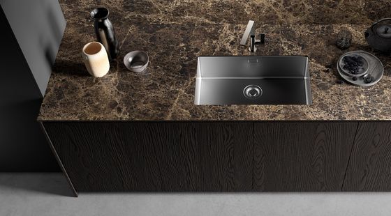 Tailored Wood Veneer Modern Black Kitchen Cabinets Modern Style With Dining Bar