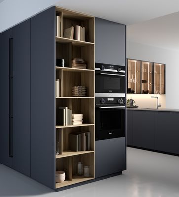 Tailored Black Classic Wood Kitchen Cabinets Customized With Display Cabinet