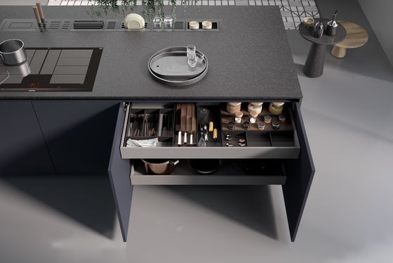 Tailored Black Classic Wood Kitchen Cabinets Customized With Display Cabinet