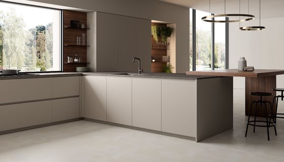 Modern Melamine Kitchen Cabinet Tailored Kitchen Set Custom With Dinning Bar