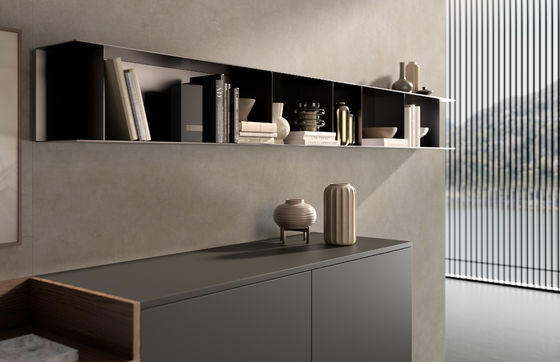 Wood Veneer Italian Style Kitchen Cabinets Design Customized With Storage Cabinet