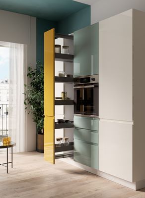Green Lacquer Kitchen Cabinet Colorful Modern L Shaped Kitchen Cabinets