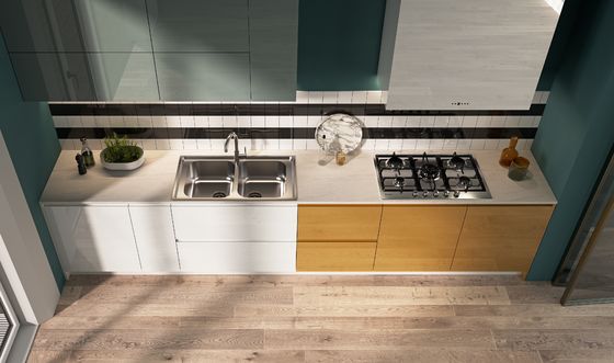 Green Lacquer Kitchen Cabinet Colorful Modern L Shaped Kitchen Cabinets