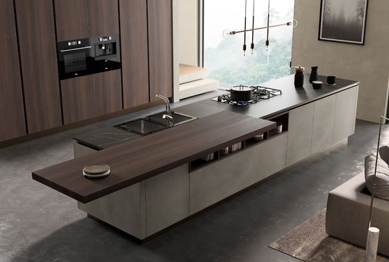 Tailored Wood Grain Kitchen Cabinets Wood Veneer Walnut Color Kitchen Cabinets